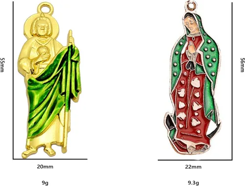 Miniatura 2 de 20 dijes de Virgen María San Judas para pulseras, cuentas de Virgencita Virgen De Guadalupe, joyería mexicana, colgante de rosario