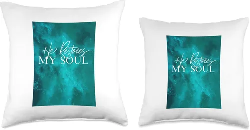 Miniatura 3 de Words of Light He Restores My Soul - Almohada (16 x 16 pulgadas), multicolor