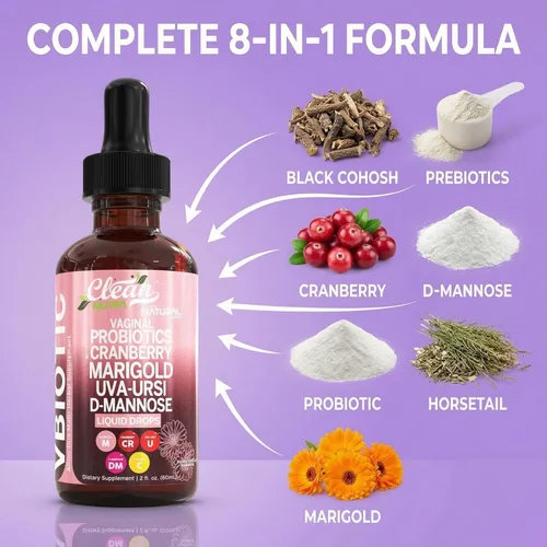 Miniatura 4 de VBiotic Gotas Líquidas Probióticas Vaginales para Mujeres Probióticos para Mujeres Suplemento de Salud Vaginal de Uva Ursi, Cola de Caballo