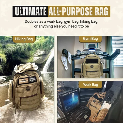 Miniatura 5 de Mochila táctica para pañales HSD + almohadilla Cambiadora, bolsillos aislados, correas de carriola., COYOTE BROWN Marrón coyote