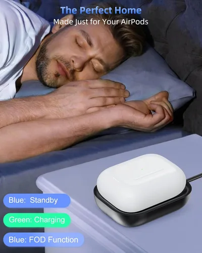 Miniatura 3 de Cargador para Airpod, cargador inalámbrico diseñado para Airpods 4 (ANC)/3ª/2ª generación, para el nuevo AirPod Pro 3 (2025)/2ª generación, Negro-2