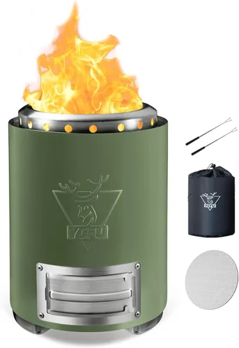 Miniatura 8 de YEFU Hoguera de mesa portátil: estufa de bajo humo para exteriores y patio, fogata de mesa de combustión segura alimentada por pellets y madera