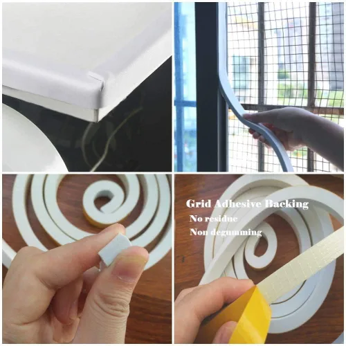 Miniatura 8 de fowong Burlete para puerta, color blanco, 1/2 pulgadas x 1/4 pulgadas, tira adhesiva de sellado de puerta para marco de ventana, rollo de cinta