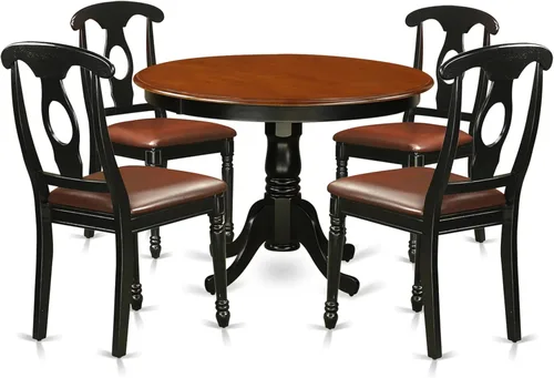Miniatura 8 de East West Furniture HLKE3-BCH-LC Juego de mesa y sillas de cocina de 3 piezas contiene una mesa de comedor redonda con pedestal y 2 sillas tapizadas