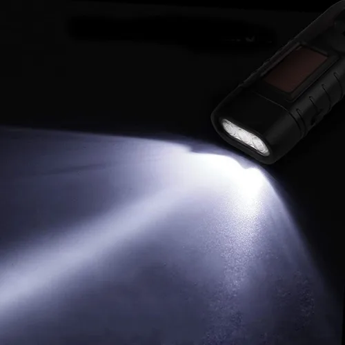 Miniatura 6 de Hand Crank Solar Flashlight, Rechargeable Survival Light for Outdoor Camping, Hiking, Emergency, Plastic 4.9x1.8in