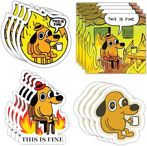 GRITKULTURE This is Fine Morale Meme Sticker Assorted 16 unidades para coches, camiones, ventanas, álbumes de recortes, portátiles en apoyo de