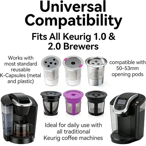 Miniatura 5 de Kit de recambio reutilizable de taza K, cuchara de café de acero inoxidable 304 de 1.0 fl oz y embudo dosificador de aluminio, se adapta a Keurig