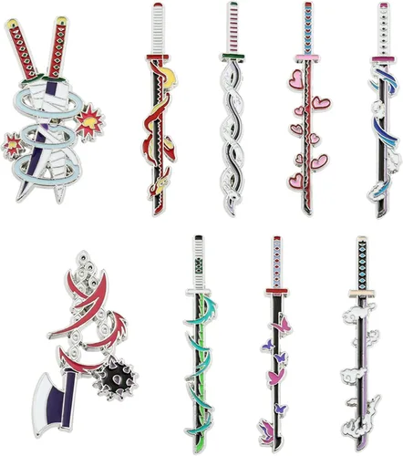 Alfileres esmaltados de Demon Sword Anime Kimetsu No Yaiba Tanjiro arma solapa Pin Colección Cosplay Broches de recuerdo, regalos para hombres y