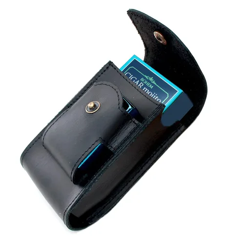 Miniatura 17 de Boshiho Caja de cigarrillos de cuero PU con encendedor titular bolsa de tabaco el mejor regalo para hombres mujeres (negro)
