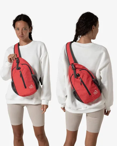 Miniatura 86 de WATERFLY Bolsa pequeña de senderismo: mochila cruzada para el pecho, mochila para hombres y mujeres con correa de hombro agradable a la piel