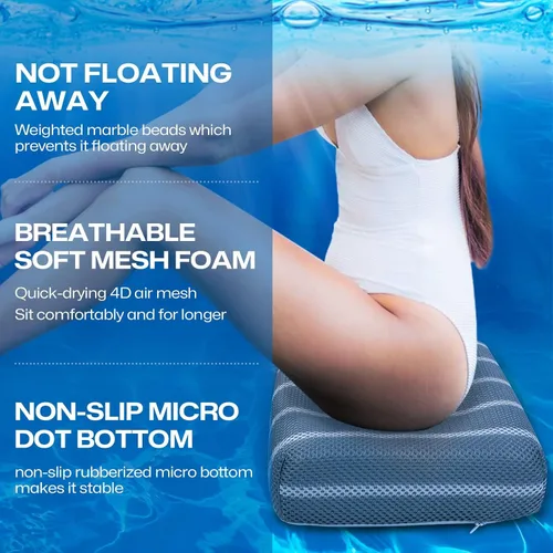 Miniatura 2 de Cojín para bañera de hidromasaje para uso en interiores o exteriores, almohada de spa con peso de 16 x 12 x 4.3 pulgadas, funda de malla 4D lavable