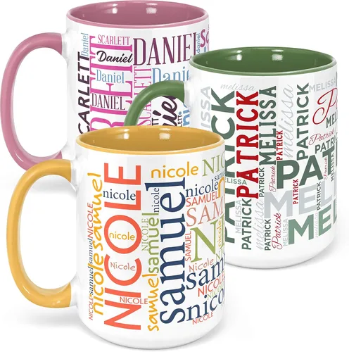 Miniatura 9 de Tazas de café personalizadas con arte de nube de palabras, 12 colores y 9 fuentes artísticas, 11 onzas. Regalos personalizados para parejas, hombres