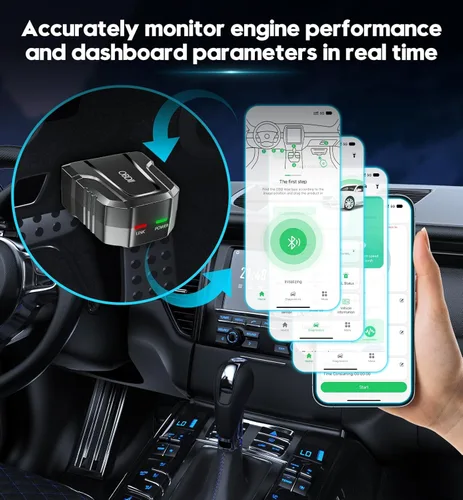 Miniatura 6 de Escáner OBD2, Bluetooth 5.4, inalámbrico, diagnóstico de automóvil para iOS y Android, prueba de rendimiento, revisión de motor, lector de errores