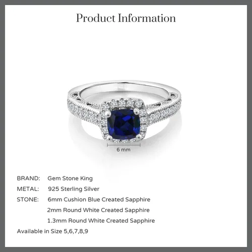 Miniatura 44 de Gem Stone King Anillo de compromiso de plata de ley 925 de 0.236 in con piedra natal y zafiro blanco creado con acento Anillo de compromiso