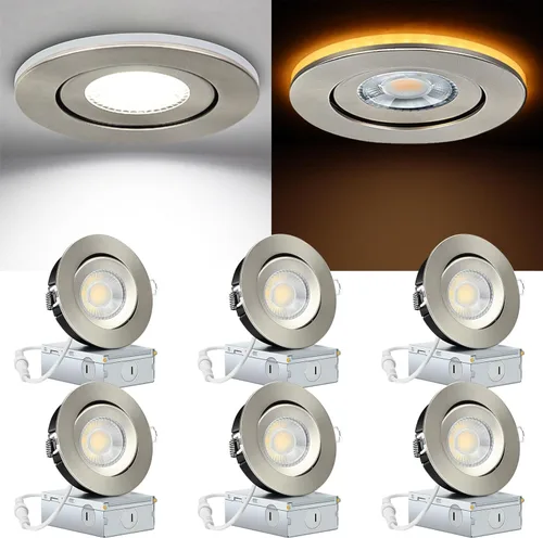 Miniatura 11 de KnLnny Ware Luces empotradas con cardán negras de 4 pulgadas con luz nocturna, paquete de 6, luces empotradas con cardán sin carcasa con caja