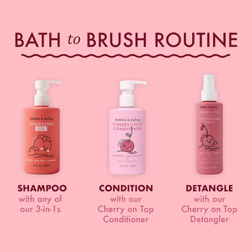 Miniatura 5 de Dabble & Dollop Cherry on Top - Acondicionador desenredante para niños y niños pequeños, origen natural, no tóxico, vegano, sin sulfato para cabello