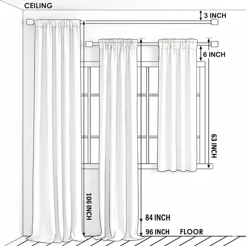 Miniatura 9 de VOGOL Cortinas traslúcidas de 84 pulgadas de largo, cortinas traslúcidas blancas con bordado floral europeo para sala de estar, comedor, bolsillo