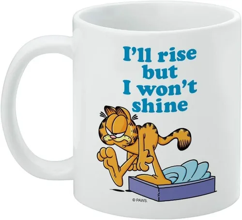 Miniatura 3 de GRAPHICS & MORE Garfield - Taza de café de cerámica con texto en inglés "I'll Rise but I won't Shine", tazas de regalo novedosas para café, té