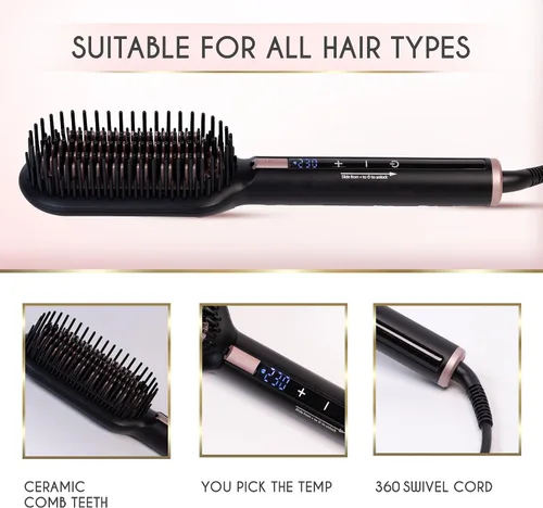 Miniatura 6 de ELLA BELLA Cepillo alisador de cabello • Cepillo alisador con calefacción • Alisa en 1 pasada • Tecnología iónica para un cabello más saludable •