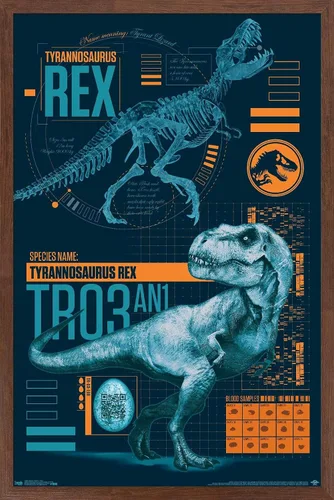 Miniatura 16 de Trends International Jurassic World: Fallen Kingdom - Póster de pared T-Rex, 14.725 x 22.375 pulgadas, versión enmarcada de madera de granero