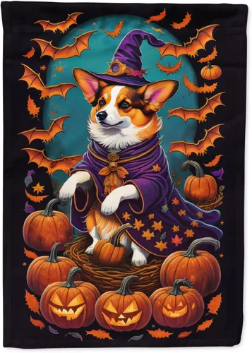 Miniatura 25 de Caroline's Treasures DAC1466GF - Bandera decorativa para jardín de Halloween de Affenpinscher Witchy para jardín, decoración para patio exterior