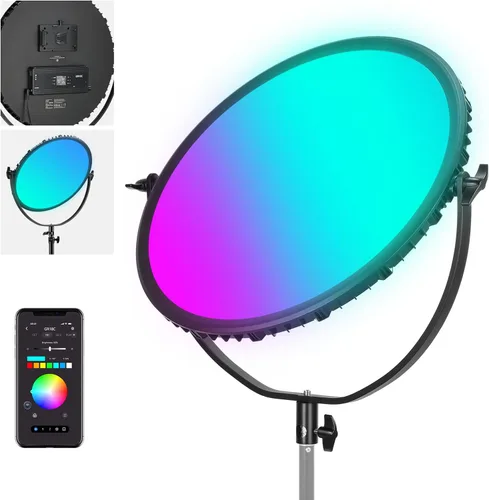 Miniatura 12 de NEEWER Basics Anillo de luz circular grande de 12 pulgadas y 24W con soporte de 68 pulgadas/soporte para teléfono/control remoto para grabación