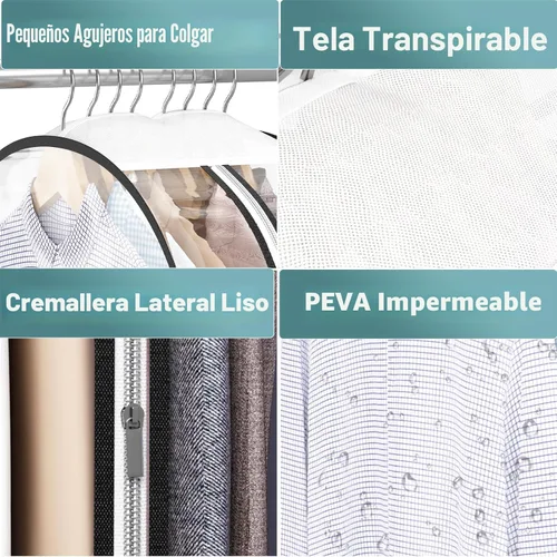 Miniatura 7 de Liuoud Bolsa Transparente para Colgar Ropa de 10" con Fuelle, Bolsas para Trajes de 32" para Almacenamiento de Closet Abierto, Cubierta de Ropa