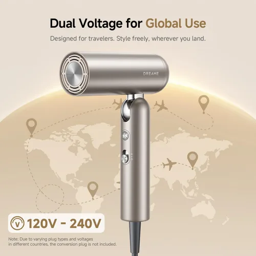 Miniatura 4 de Dreame Secador de pelo Pocket Pro, secador de pelo de viaje de doble voltaje con difusor, soplador de pelo iónico profesional de alta velocidad