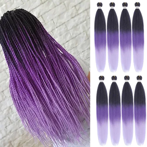 Miniatura 21 de Liang Dian Cabello Trenzado Preestirado Ombre de 12 Pulgadas, 8 Paquetes de Trenzas de Ganchillo Sintéticas, Ajuste con Agua Caliente, Extensiones