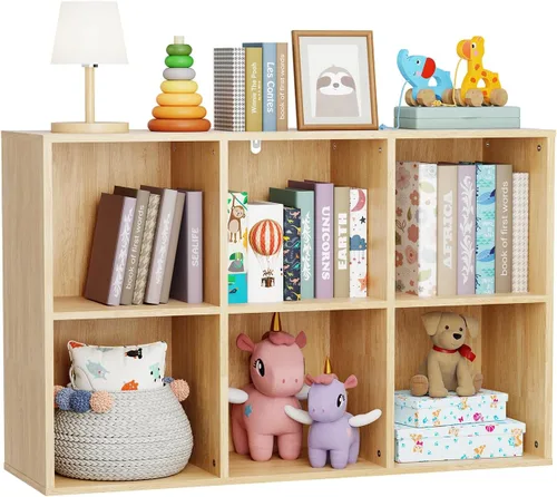 Miniatura 8 de Organizador de almacenamiento de 6 cubos, estantería de cubo para niños, estantería de cubo verde con panel trasero cerrado, paneles gruesos, kit