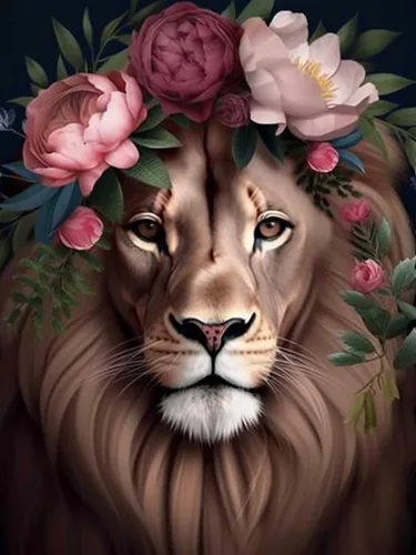 Reofrey Kits de arte de diamantes de bricolaje para adultos, leones, animales, taladro completo, kit de pintura de diamantes de imitación, lienzo 4