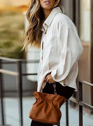 Miniatura 8 de Astylish - Camisas de pana para mujer, blusa informal de manga larga con botones