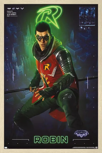 Miniatura 7 de Trends International DC Comics Gotham Knights - Póster de pared de Robin, 14.725 x 22.375 pulgadas, versión enmarcada de madera de granero