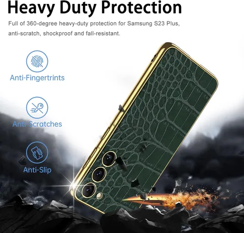 Miniatura 3 de Miimall Funda compatible con Samsung Galaxy S23 Plus, S23 Plus, funda de cuero suave galvanizada + funda protectora de cuero de lujo resistente