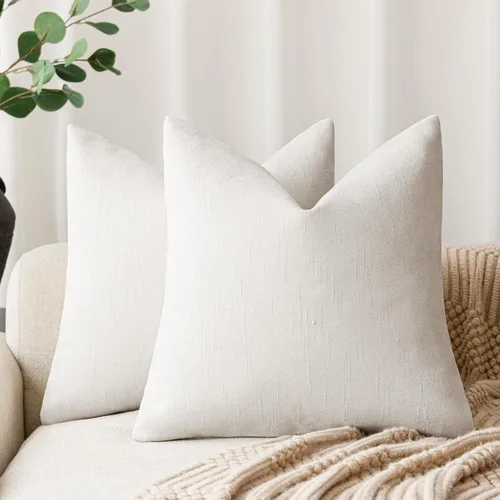 Miniatura 16 de Foindtower - Paquete de 2 fundas de almohada decorativas, cuadradas, cómodas, unicolor, suaves, lumbares, estilo rústico neutro, para sofá, sillón