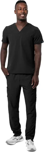 Miniatura 5 de Adar Addition Go-Basic - Conjunto de uniforme médico para hombre, camiseta médica clásica con cuello en V y pantalones médicos tipo cargo, A9300