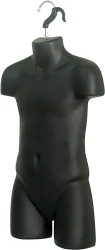 Miniatura 7 de Torso de maniquí infantil negro, forma de vestido con espalda hueca, con soporte acrílico para encimera o colgar, fácil de montar, tamaño 5T-7