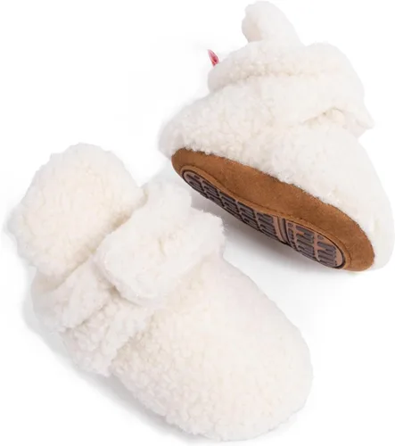 Miniatura 91 de Botines de forro polar para bebés, niños y niñas, pantuflas antideslizantes con agarre suave, zapatos de calcetín para recién nacidos, cuna