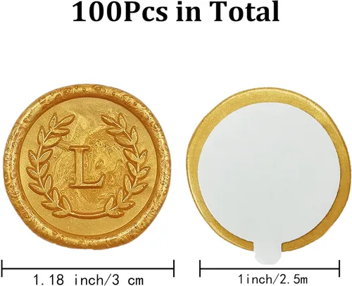 Miniatura 2 de 100 calcomanías adhesivas de cera con letra L doradas, hechas a mano, sin necesidad de sellar, rasgar y usar calcomanías de cera para invitaciones