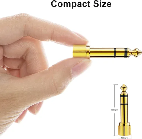 Miniatura 2 de CableCreation Adaptador de audio para auriculares de 1/4 a 1/8 pulgadas, conector estéreo TRS macho a hembra, convertidor de audio chapado en oro