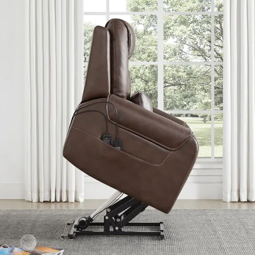 Miniatura 10 de CHITA Silla reclinable eléctrica para personas mayores con masaje y calor, silla reclinable grande de piel auténtica con soportes para tazas