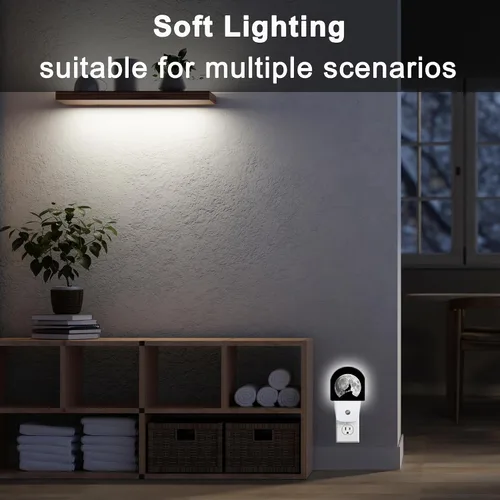 Miniatura 4 de Luz nocturna, luna llena aullando lobo luces nocturnas enchufables a la decoración de pared, escalera interior del hogar, pasillo de cocina, niños