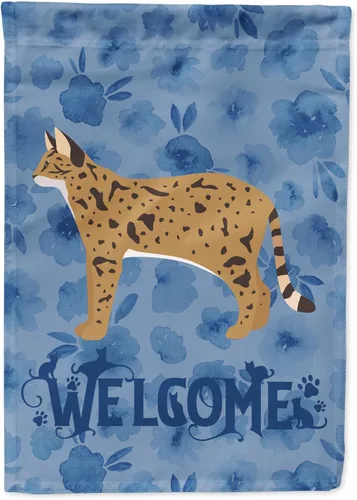 Miniatura 310 de Caroline's Treasures CK4813CHF - Bandera de bienvenida con gato abisinio azul, manga grande, para porche, para colgar en la pared, poliéster