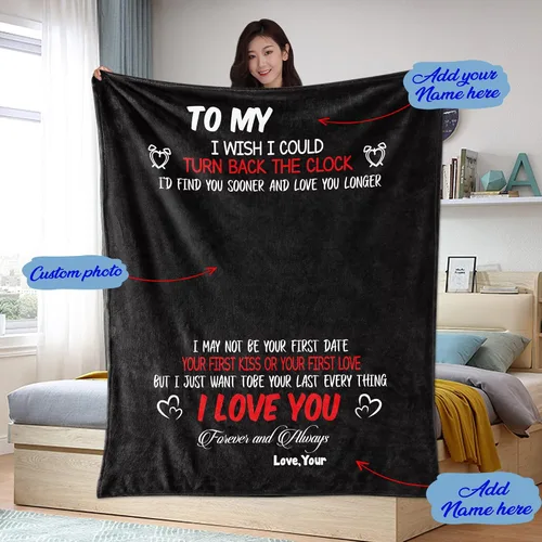 Miniatura 5 de WSYEAR Manta personalizada con fotos, regalo personalizado para parejas, manta con fotos personalizada, regalo de cumpleaños con texto en inglés "I