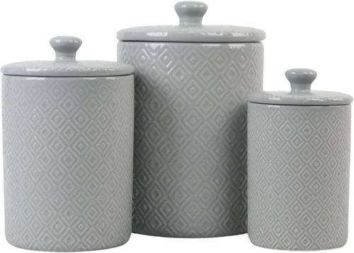 Miniatura 12 de 10 Strawberry Street Juego de recipientes de cocina con relieve de diamante, juego de 3, azul diamante