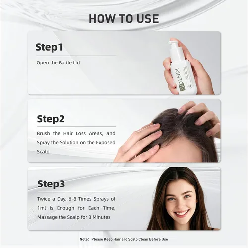 Miniatura 6 de KINTOR KX-826 - Aerosol para el crecimiento del cabello al 0.5%, bloqueador de DHT, reparación del cabello, más grueso, fortalecedor, cabello más