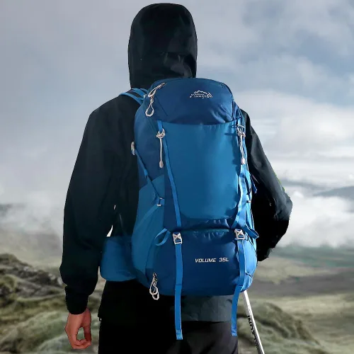Miniatura 7 de INOXTO - Mochila de senderismo de 35 litros con vejiga de 3 litros, mochila de campamento con cubierta impermeable para lluvia para hombres, mochila