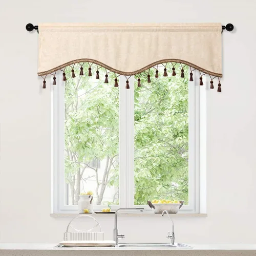 Miniatura 2 de Cortinas de doble cara de felpilla para cortina de cocina, cenefa para sala de estar