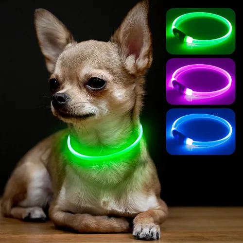 BSEEN Collar LED para Perro - Collar LED para Perro Recargable Resistente al Agua - Collar LED para Mascotas de TPU Cortável para Perros Pequeños y