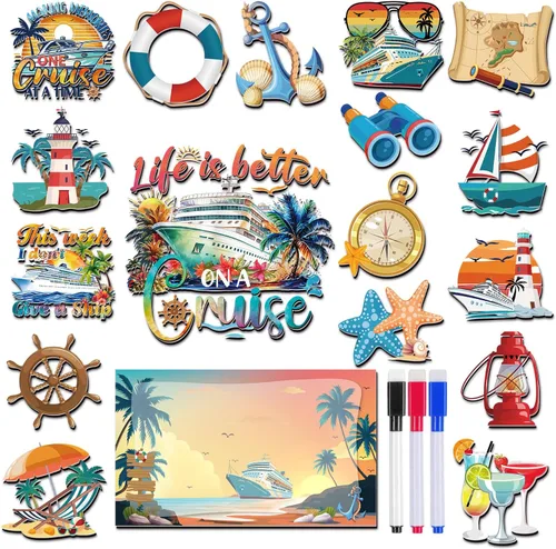 Miniatura 8 de Decoraciones Magnéticas para Puerta de Crucero de Alaska - Wxiben 20 Piezas Imanes para Puerta con Temática de Alaska Animales Árticos Decoraciones